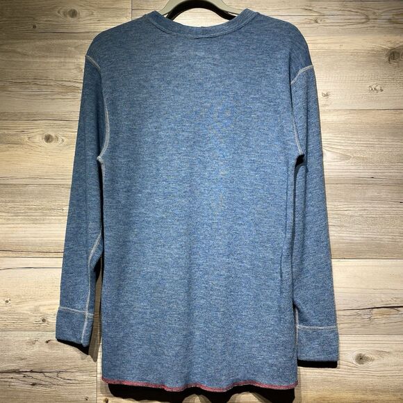 Rock Face Wool Blend Layer Shirt Perforated Knit USA Men’s Medium Athletic Blue - Picture 2 of 5